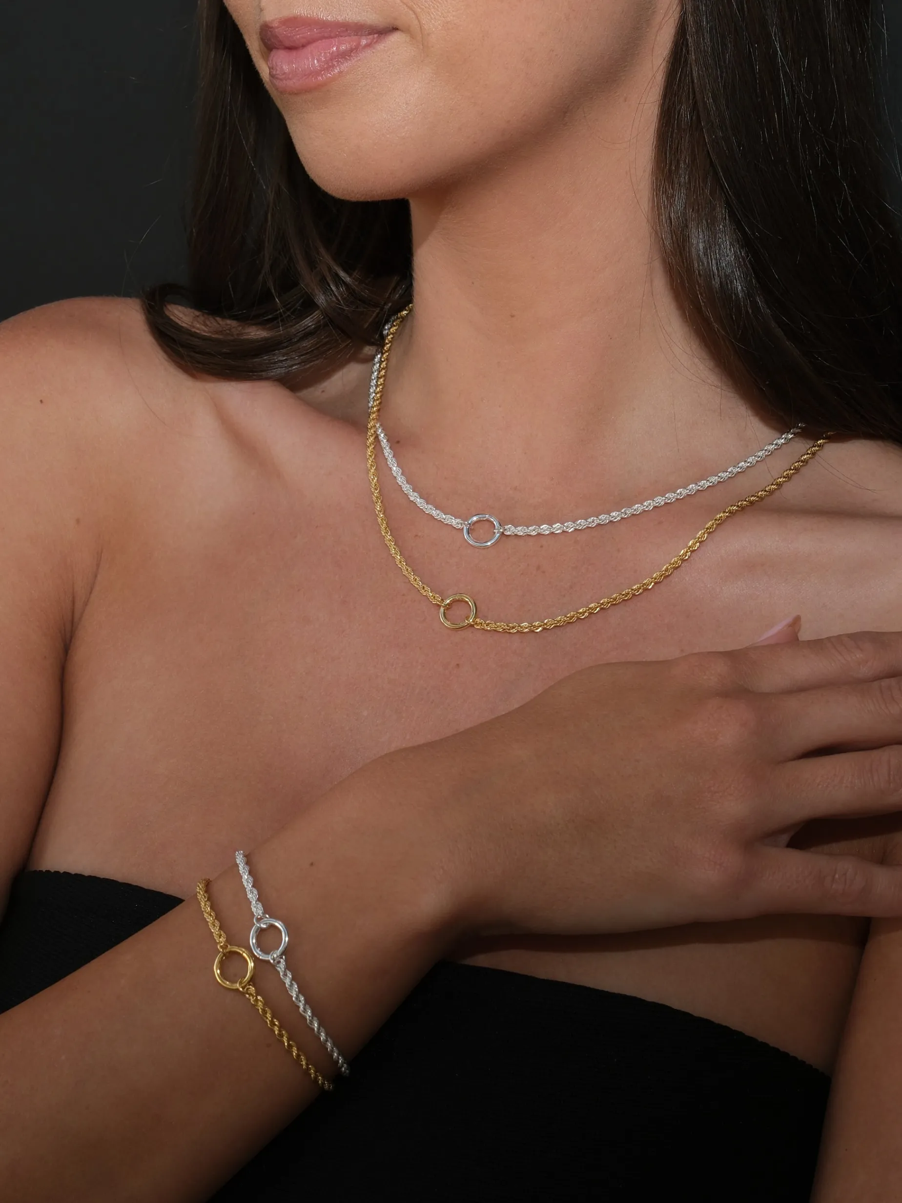 Rope Chain Pendant Link Necklace